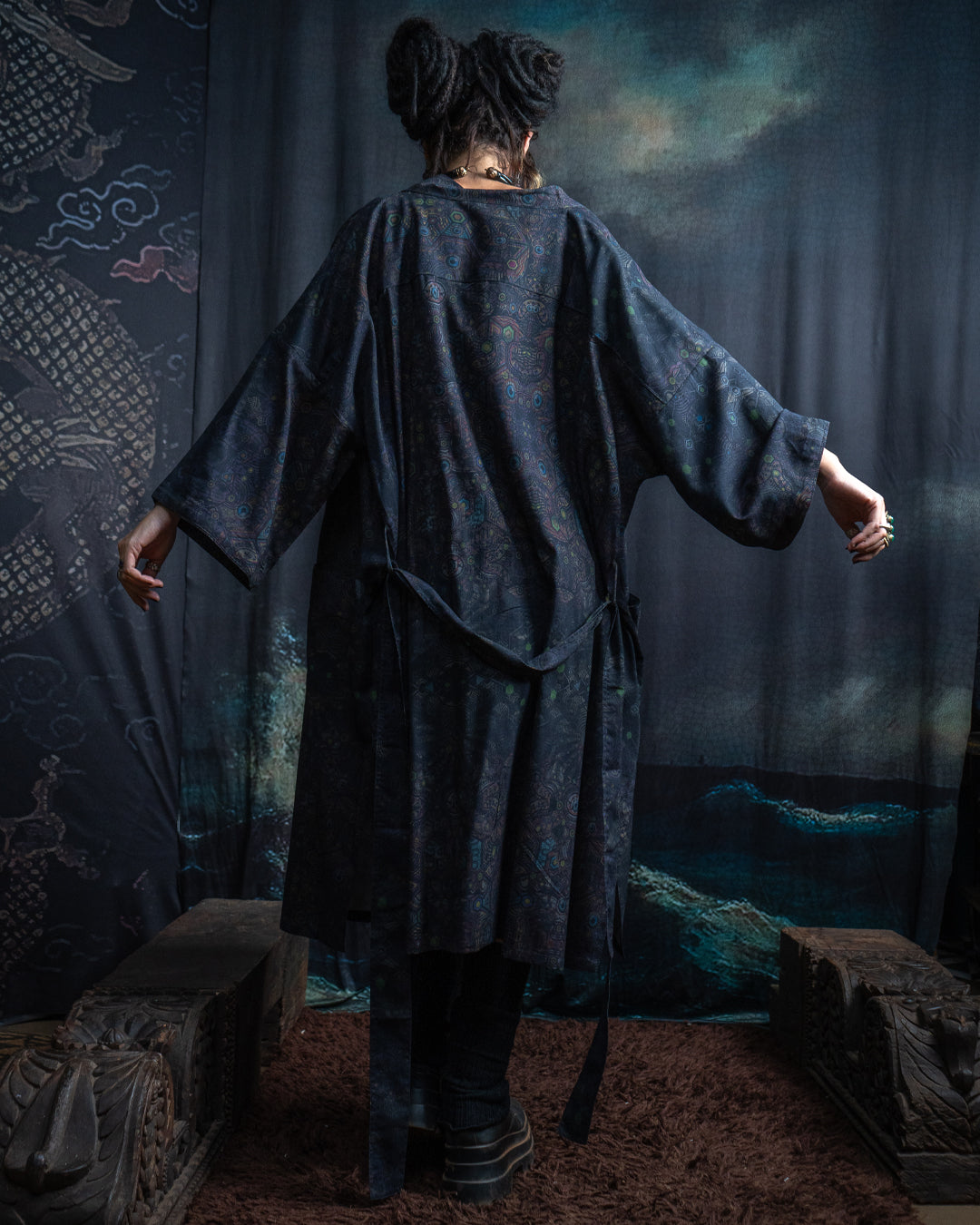 Classic Kimono Long / Cotton Viscose Blend - DARK PSYCHEDELIKA